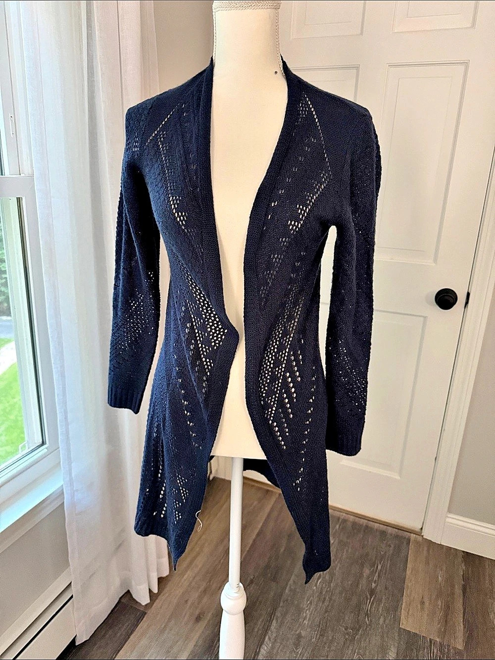 Love Elle Long Sleeve Pointelle Cardigan Blue